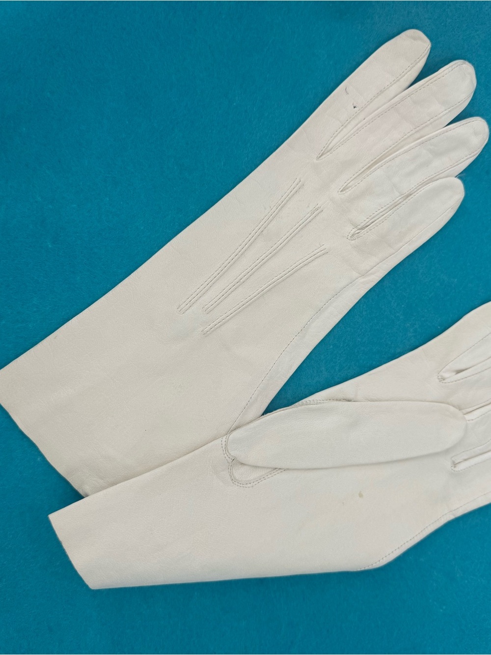 Classic Women's Long Leather Gloves in White